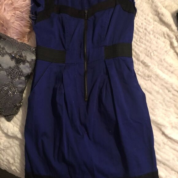 Small Black and Blue Dress with POCKETS! - Picture 3 of 8